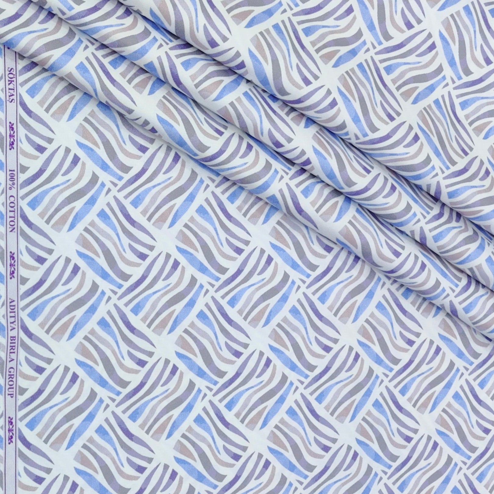 Shirt Fabric Soktas Finest 60s Giza Cotton Digital Print Colour Blue N Purple